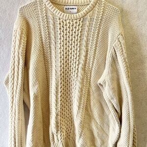 Old Navy Men's Cream Cable Knit Sweater Size...Nice XL Nice!